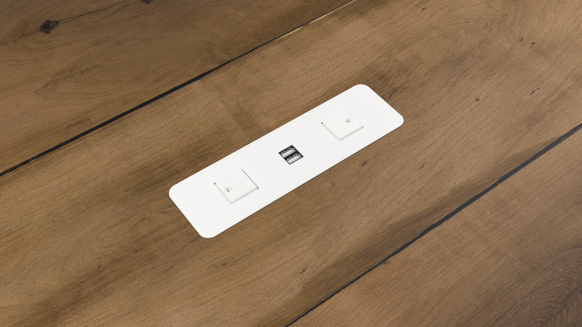 top angle view of Cove outlet, USB, white