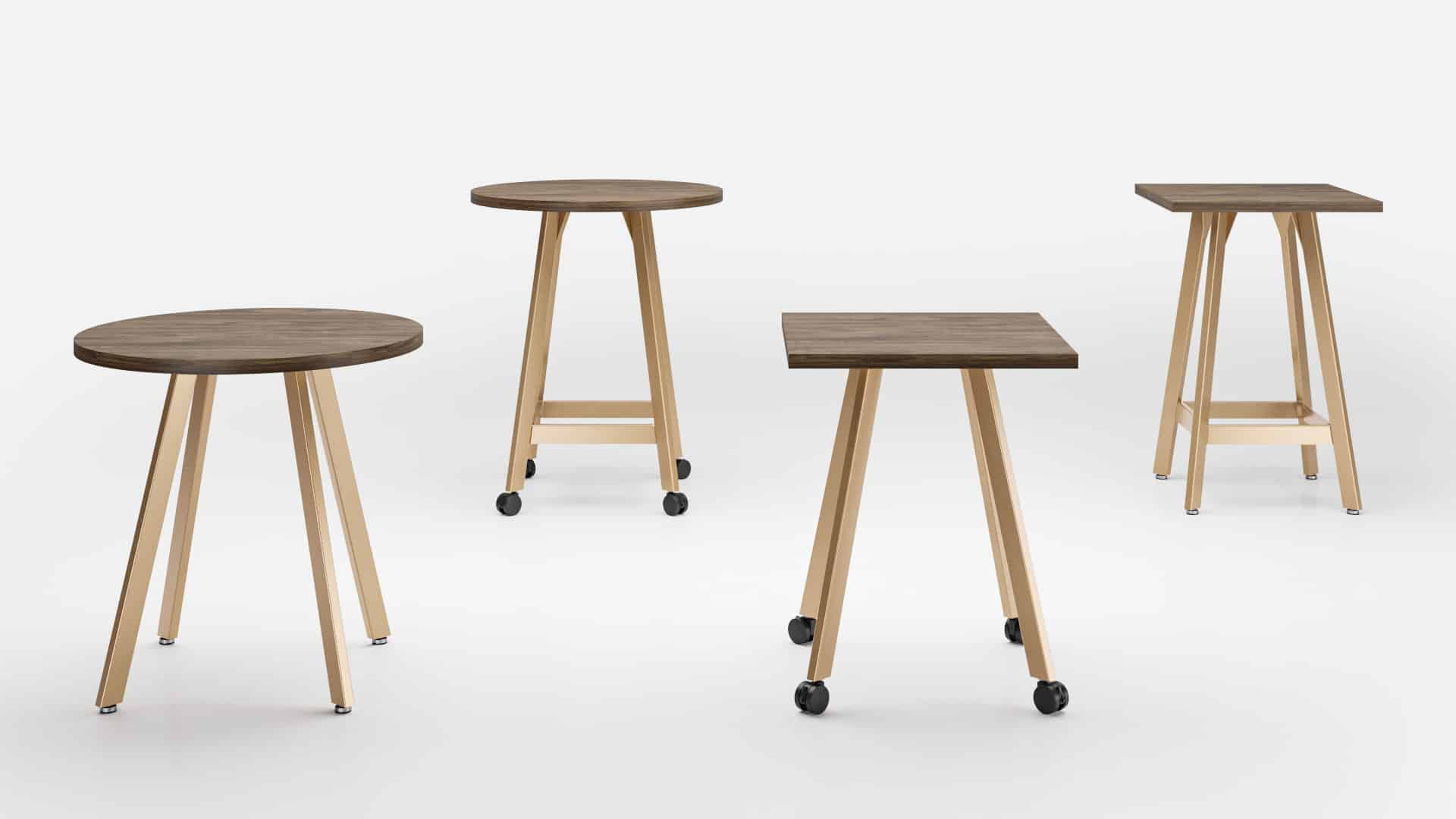 NIM cafe tables, two round and two square